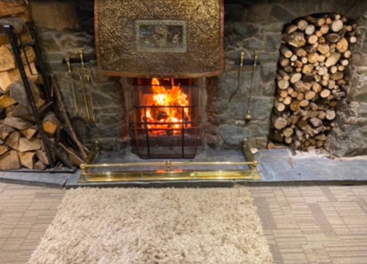 Open fire in the Manor bar