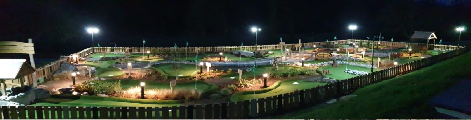 Adventure Golf lit in the evening