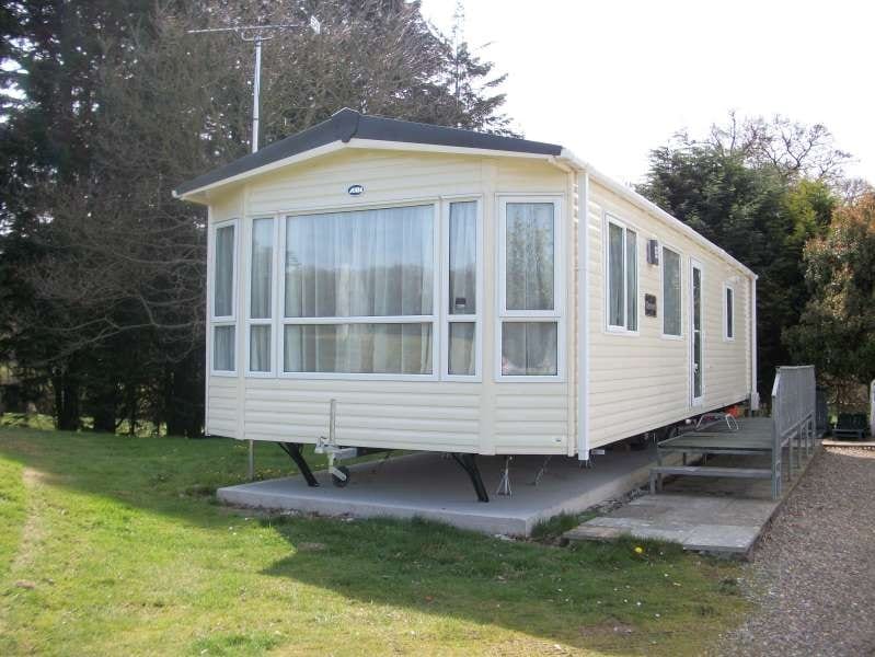 Exterior of the hire static caravan